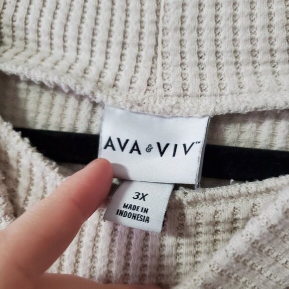 Ava & Viv Fleece Mock Neck Thermal Waffle Thermal Sweater 3X - Picture 6 of 9